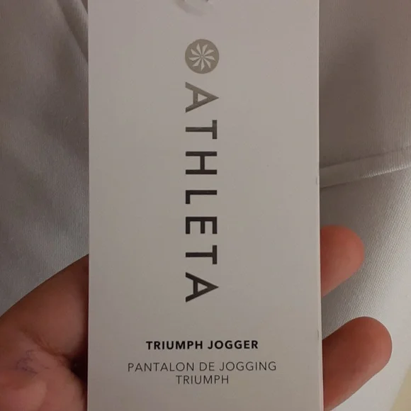 Athleta Women's Athleisure Fleece Cotton Blend Triumph Jogger in Brilliant White - Picture 7 of 7